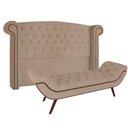 Ver imagem 1 de Kit Cabeceira Estofada Box King Valencia e Recamier Veneza 195 Cm Tca 941 - Veludo Bege