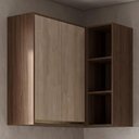 Ver imagem 2 de Armario Aereo de Canto 2 Portas 3 Nichos MDF 86x90 cm Kali 193661 Carvalho Toq Bianco Nicioli