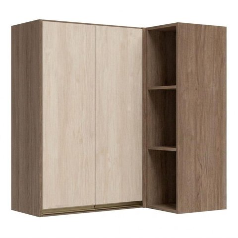 Armario Aereo de Canto 2 Portas 3 Nichos MDF 86x90 cm Kali 193661 Carvalho Toq Bianco Nicioli