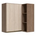 Ver imagem 1 de Armario Aereo de Canto 2 Portas 3 Nichos MDF 86x90 cm Kali 193661 Carvalho Toq Bianco Nicioli