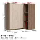 Ver imagem 3 de Armario Aereo de Canto 2 Portas 3 Nichos MDF 86x90 cm Kali 193661 Carvalho Toq Bianco Nicioli