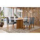 Ver imagem 1 de Conjunto Sala de Jantar Mesa Anitta 1,60x0,90 Mts 6 Cadeiras Ype/off White Linho Cinza New Ceval