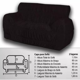 Capa Para Sofá King Elasticada 2 e 3 Lugares Penelope Preto - 3