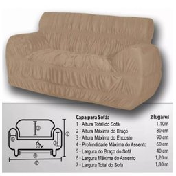 Capa Para Sofá King Elasticada 2 e 3 Lugares Penelope Bege - 3