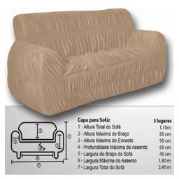 Capa Para Sofá King Elasticada 2 e 3 Lugares Penelope Bege - 2