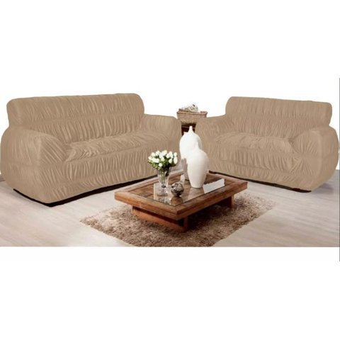 Capa Para Sofá King Elasticada 2 e 3 Lugares Penelope Bege