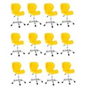 Ver imagem 1 de Kit 12 Cadeiras Escritório Slim Vegas Base Giratória Estofada Amarelo