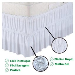 Saia Box Com Elástico Matelada Cama Solteiro Branca - 2