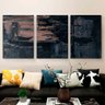 Quadro Decorativo Abstrato Dark Grid Kit 3 Telas Canvas - 2