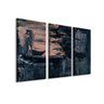 Quadro Decorativo Abstrato Dark Grid Kit 3 Telas Canvas - 1