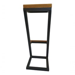 Banqueta Mark Z de Metalon com Detalhes de Madeira Preto - 3 Banqueta Mark Z de Metalon com Detalhes de Madeira Preto - 3