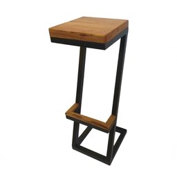 Banqueta Mark Z de Metalon com Detalhes de Madeira Preto - 1 Banqueta Mark Z de Metalon com Detalhes de Madeira Preto - 1