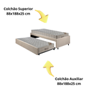 Ver imagem 7 de Bicama Box Solteiro Suede Bege 88x188 com Dois Colchões Airtech Molas Ensacadas Ortobom