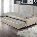 Ver imagem 3 de Bicama Box Solteiro Suede Bege 88x188 com Dois Colchões Airtech Molas Ensacadas Ortobom