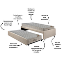 Ver imagem 4 de Bicama Box Solteiro Suede Bege 88x188 com Dois Colchões Airtech Molas Ensacadas Ortobom