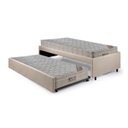 Ver imagem 1 de Bicama Box Solteiro Suede Bege 88x188 com Dois Colchões Airtech Molas Ensacadas Ortobom