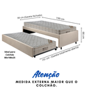 Ver imagem 2 de Bicama Box Solteiro Suede Bege 88x188 com Dois Colchões Airtech Molas Ensacadas Ortobom