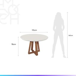 Conjunto de Jantar Mesa Redonda com Vidro Bennett 115 Cm 4 Cadeiras New Drop - Natural C/ Bege - 8
