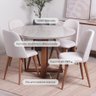 Conjunto de Jantar Mesa Redonda com Vidro Bennett 115 Cm 4 Cadeiras New Drop - Natural C/ Bege - 2