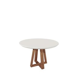 Conjunto de Jantar Mesa Redonda com Vidro Bennett 115 Cm 4 Cadeiras New Drop - Natural C/ Bege - 10