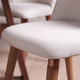 Conjunto de Jantar Mesa Redonda com Vidro Bennett 115 Cm 4 Cadeiras New Drop - Natural C/ Bege - 5