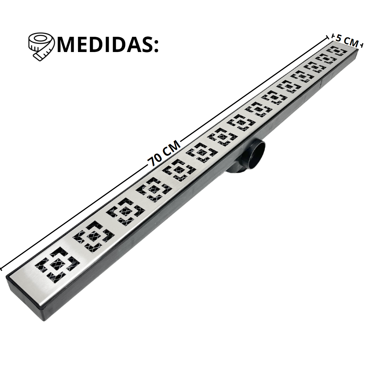Ralo Linear de Banheiro 5cm X 70cm Dubai Col Preto Tela - 2