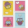 Conjunto Quadros Decorativos 4 peças Corujinha - Moldura Branca - 1