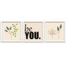 Conjunto Quadros Decorativos 3 peças 25x25 Be you - Moldura Branca - 1
