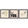 Conjunto Quadros Decorativos 3 peças 25x25 Be you - Moldura Preta - 1
