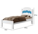 Ver imagem 2 de Cama de Solteiro para Quarto Mdf Clássica Iris Tradicional com Colchão 188x88cm:brancoazul
