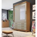 Ver imagem 1 de Guarda Roupa Solteiro Buriti 2 Portas de Correr 6 Gavetas MDP com Espelho Cumaru-Fendi Móveis Novo