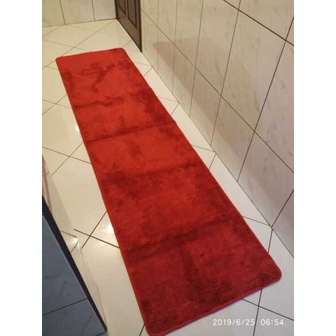 Passadeira Tapete Macio 0,66 x 1,80M Antiderrapante Vermelho