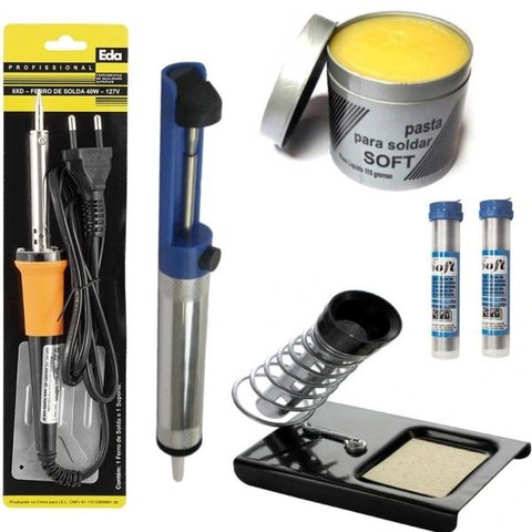 Kit Ferramentas Ferro Solda Tubetes Sugador Suporte e pasta - 220V 60W