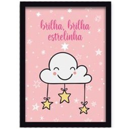 Conjunto Quadros Decorativos 4 peças Menina Estrelinha - Moldura Preta - 5