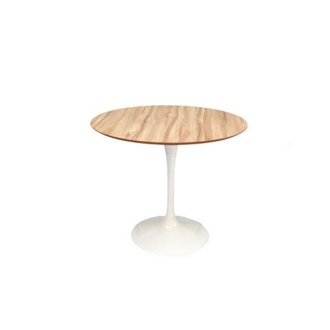 Mesa de Jantar Tulipa Saarinen Redonda 120cm - Nogueira - Branco