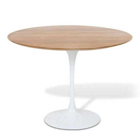 Mesa de Jantar Tulipa Saarinen Redonda 110cm - Freijó - Branco