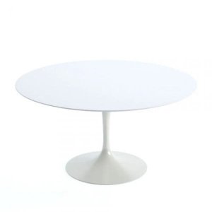 Mesa de Jantar Tulipa Saarinen Redonda 80cm + Vidro Laca Branco