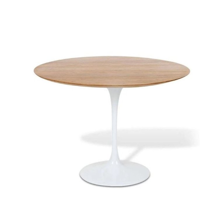 Mesa de Jantar Tulipa Saarinen Redonda 120cm - Freijó - Branco