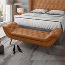 Ver imagem 3 de Kit Cabeceira Cama Box Queen 160 Cm Madrid com Puff Recamier Santorini Couríssimo Whisky - Lyam