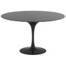 Mesa de Jantar Tulipa Saarinen Redonda 100cm + Vidro 6mm Temperado - Laqueada - Preto - 1