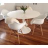 Mesa de Jantar Tulipa Saarinen Redonda 100cm + Vidro Temperado Tampo Laca Branca Base Branca - 2