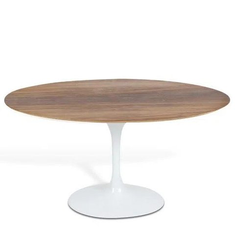 Mesa de Jantar Tulipa Saarinen Redonda 90cm - Mezzo Castani - Branco