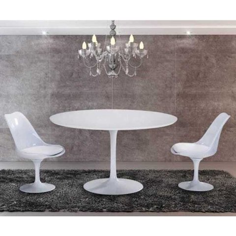 Mesa de Jantar Tulipa Saarinen Redonda 107cm - Laqueada - Branco