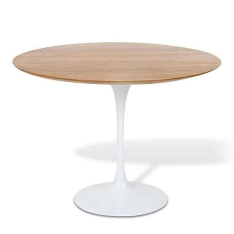 Mesa de Jantar Tulipa Saarinen Redonda 100cm - Freijó - Branco