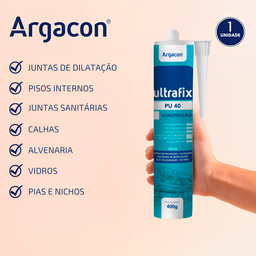 Adesivo Selante Pu 40 Branco 400g Argacon Kit 3 Unidades - 4