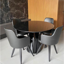 Ver imagem 4 de Mesa de Jantar Cone 80cm - Laqueada - Preto