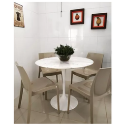 Mesa de Jantar Tulipa Saarinen Redonda 130cm - Laqueada - Branco - 2