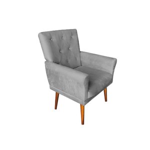 Poltrona Decorativa Bia Suede Cinza