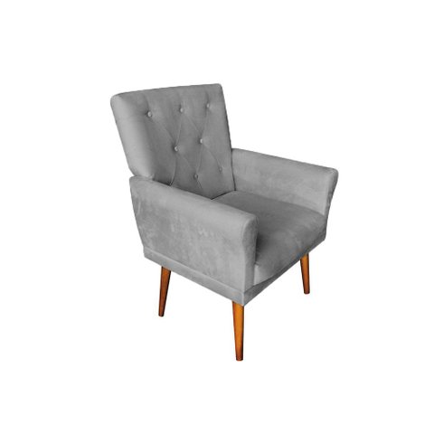 Poltrona Decorativa Bia Suede Cinza