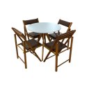 Ver imagem 1 de Conjunto Mesa Redonda com 4 Cadeiras Dobráveis Estofadas Mel